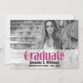 Modern Afstuderen Roze Glitter Foto Afstuderen Aankondiging (Voorkant)