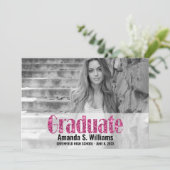 Modern Afstuderen Roze Glitter Foto Afstuderen Aankondiging (Staand voorkant)