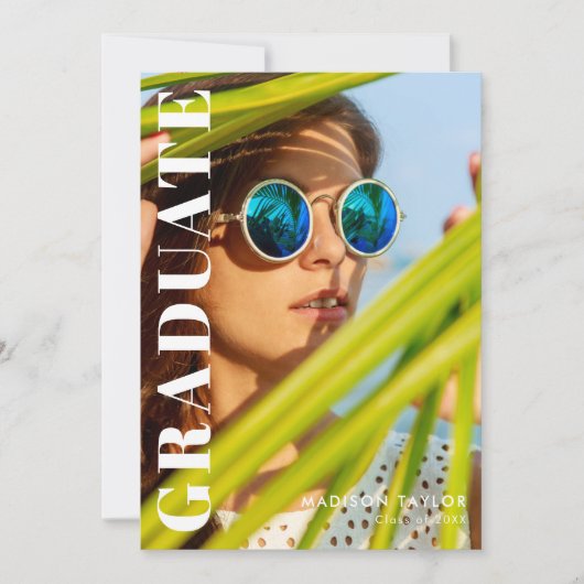 Modern Afstuderen Rug en Wit Foto Afstuderen Aankondiging (Voorkant)