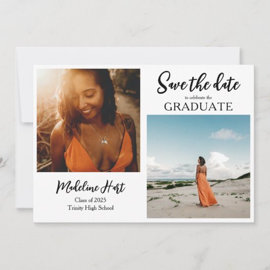 Modern Afstuderen | Save the date | Scriptfoto Aankondiging (Voorkant)