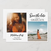 Modern Afstuderen | Save the date | Scriptfoto Aankondiging (Voorkant / Achterkant)