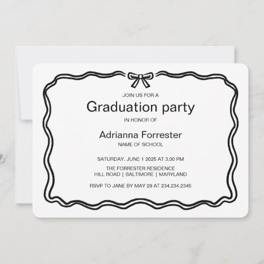 Modern Afstuderen Schattige Bow Casual Script Kaart (Achterkant)