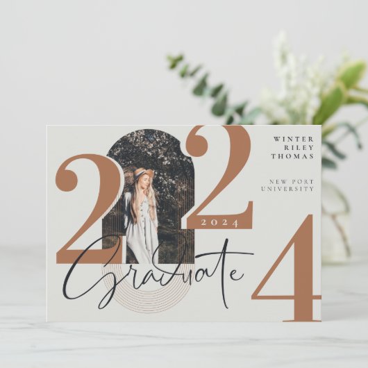 Modern Afstuderen Script 2024 Concentrische boogfo Kaart (Staand voorkant)