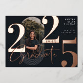 Modern Afstuderen Script 2025 concentrische boogfo Folie Uitnodiging (Voorkant)