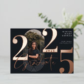 Modern Afstuderen Script 2025 concentrische boogfo Folie Uitnodiging (Staand Voorkant)