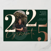 Modern Afstuderen Script 2025 concentrische boogfo Folie Uitnodiging (Voorkant)