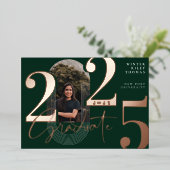 Modern Afstuderen Script 2025 concentrische boogfo Folie Uitnodiging (Staand Voorkant)