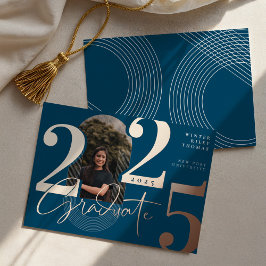 Modern Afstuderen Script 2025 concentrische boogfo Folie Uitnodiging