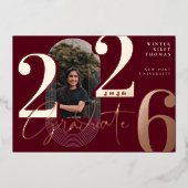 Modern Afstuderen Script 2025 concentrische boogfo Folie Uitnodiging (Voorkant)