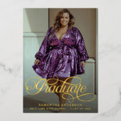 Modern Afstuderen Script 2 foto's Graduation Party Folie Uitnodiging (Voorkant)