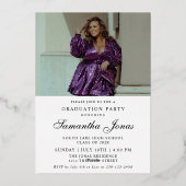 Modern Afstuderen Script 2 foto's Graduation Party Folie Uitnodiging (Achterkant)