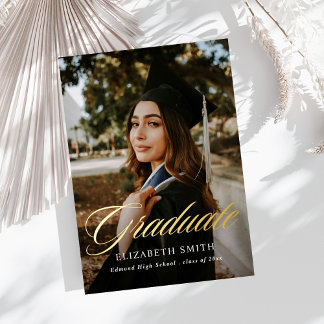 Modern Afstuderen Script 2 foto's Graduation Party Folie Uitnodiging