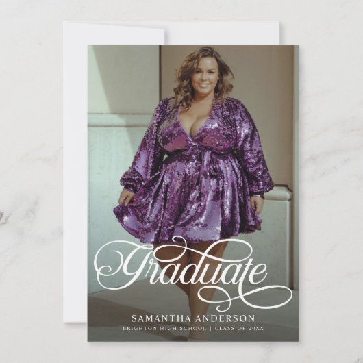 Modern Afstuderen Script 2 foto's Graduation Party Kaart (Voorkant)