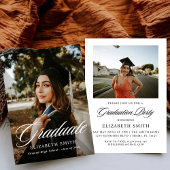 Modern Afstuderen Script 2 foto's Graduation Party Kaart