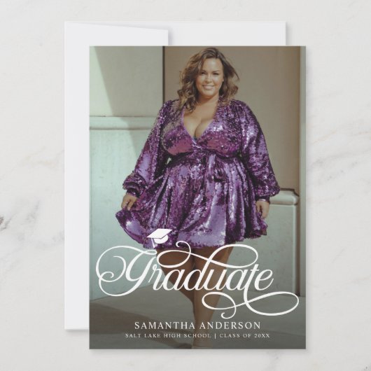 Modern Afstuderen Script 2 foto's Graduation Party Kaart (Voorkant)