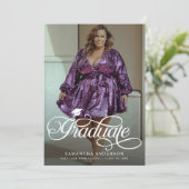 Modern Afstuderen Script 2 foto's Graduation Party Kaart (Staand voorkant)