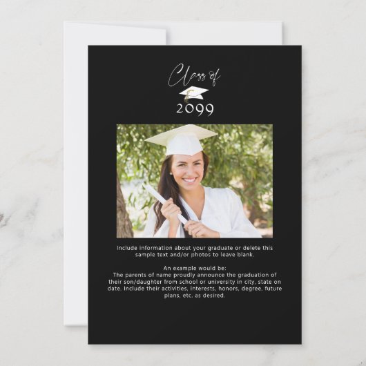 Modern Afstuderen Script 2 Foto's Zwart Wit Aankondiging (Achterkant)