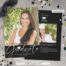 Modern Afstuderen Script 2 Foto's Zwart Wit Aankondiging