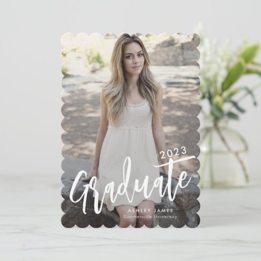 Modern Afstuderen script 2 Photo Afstuderen Card Kaart (Staand voorkant)