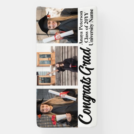 Modern Afstuderen Script 3 Foto's Collage Spandoek (Verticaal)
