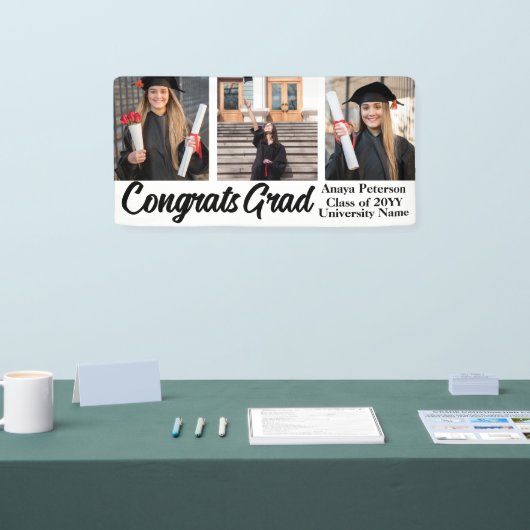 Modern Afstuderen Script 3 Foto's Collage Spandoek (Beurs)