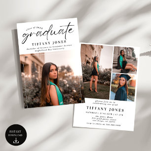 Modern Afstuderen Script 4 foto's Graduation Party Aankondiging