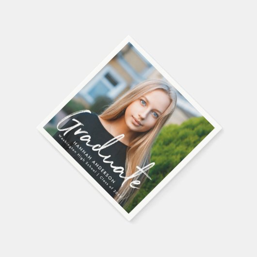 Modern Afstuderen Script Afstuderen Foto Napkins Servet (Hoek)