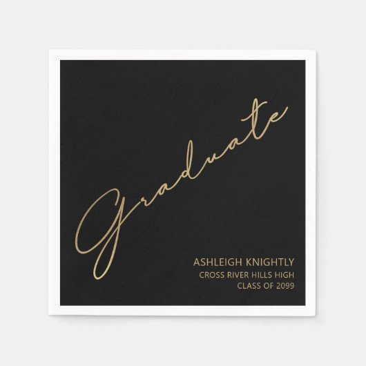 Modern Afstuderen Script Black Gold Servet (Voorkant)