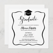 Modern Afstuderen Script Casual Afstudeerder Pet Kaart (Voorkant / Achterkant)