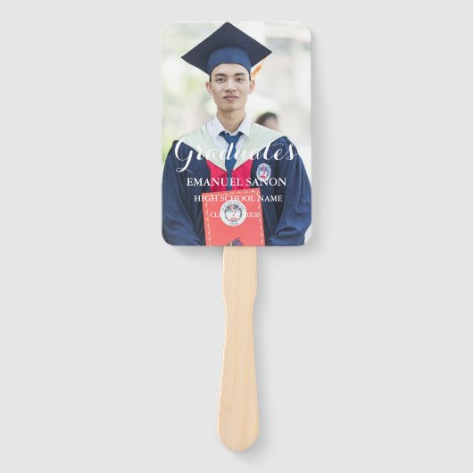 Modern Afstuderen Script Classic Photo Preppy Handwaaier (Voorkant)