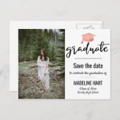 Modern Afstuderen script | De datum-foto opslaan Aankondigingskaart (Voorkant / Achterkant)