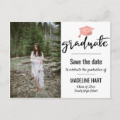 Modern Afstuderen script | De datum-foto opslaan Aankondigingskaart (Voorkant)