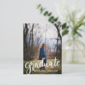 Modern Afstuderen script | De datum-foto opslaan Aankondigingskaart (Staand voorkant)