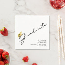 Modern Afstuderen Script Faux Gold Pet Servet