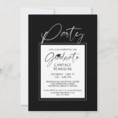Modern Afstuderen Script One Photo White Pet Party Kaart (Achterkant)