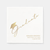 Modern Afstuderen Script Pet Gold White Servet (Voorkant)