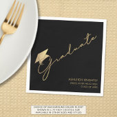 Modern Afstuderen Script Pet Zwart Goud Servet