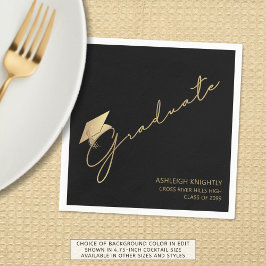 Modern Afstuderen Script Pet Zwart Goud Servet