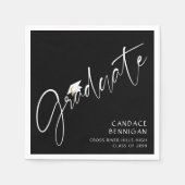 Modern Afstuderen Script Wit Pet Zwart Servet (Voorkant)