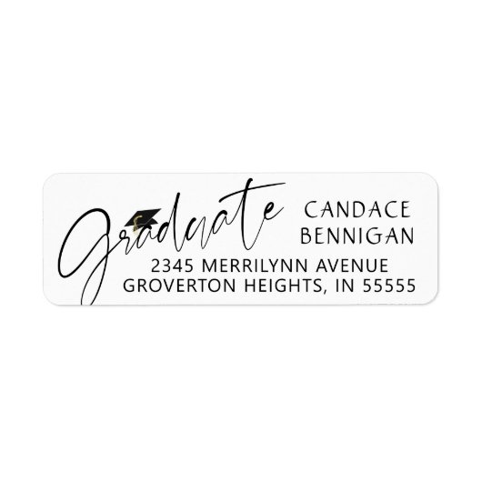 Modern Afstuderen Script Zwart Pet Etiket (Voorkant)