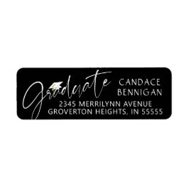 Modern Afstuderen Script Zwart Wit Pet Etiket
