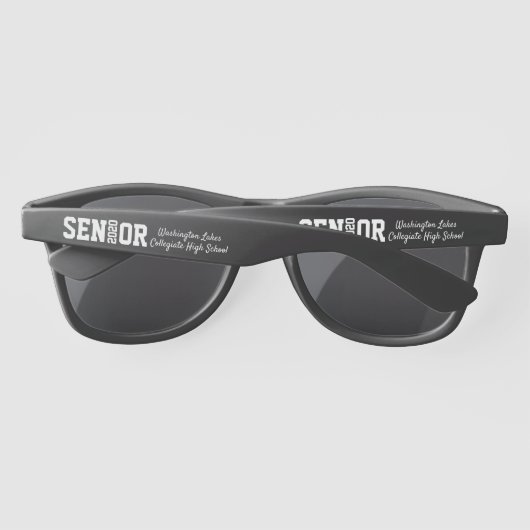 Modern Afstuderen Senior Block Letter Klasse van Zonnebrillen (Achterkant)