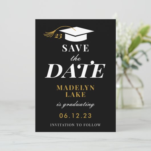 Modern Afstuderen sparen de Datum Textable Kaart (Staand voorkant)