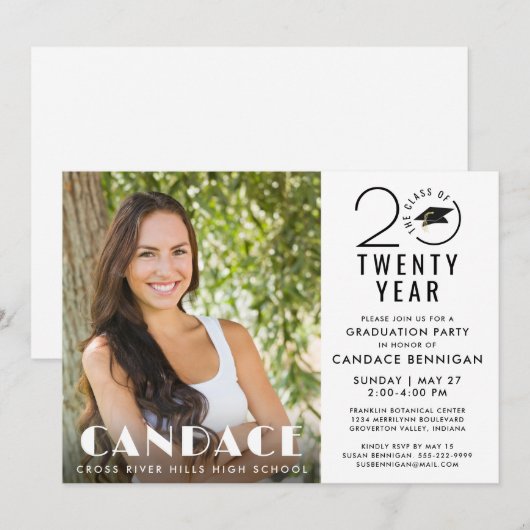 Modern Afstuderen Stijlvolle Klasse Jaar Foto Kaart (Voorkant / Achterkant)