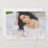 Modern Afstuderen stoffig Roos type foto Afstudere Aankondiging (Voorkant)