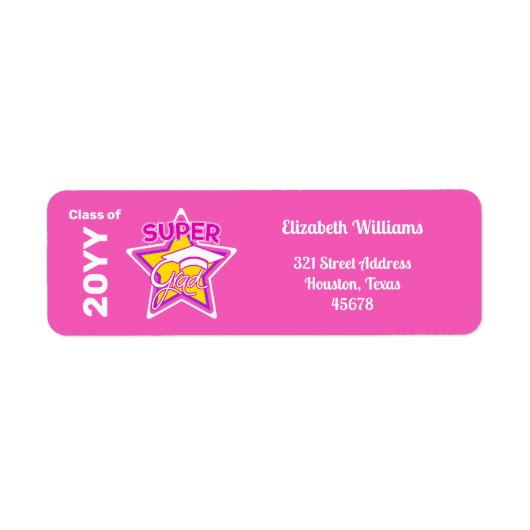 Modern Afstuderen Super Afstudeerder Roze bewerkba Etiket (Voorkant)