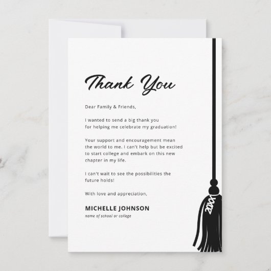 Modern Afstuderen Tassel bedankje Bedankkaart (Voorkant)