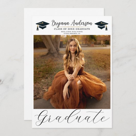 Modern Afstuderen Trendy Foto Afstuderen Kaart (Voorkant / Achterkant)