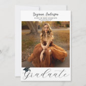 Modern Afstuderen Trendy Foto Graduation Cap Kaart (Voorkant)