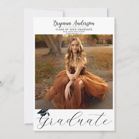 Modern Afstuderen Trendy Foto Graduation Cap Kaart (Voorkant)